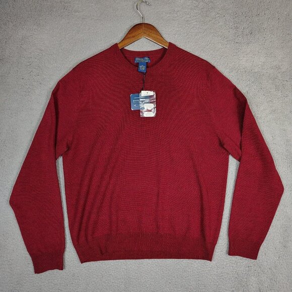 Joseph & Lyman Sweater Mens Large Red 100% Merino Wool Knit Long Sleeve Cozy NWT - Picture 3 of 14